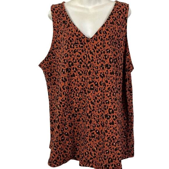 Torrid Womens Floral Dark Orange Sleeveless V-Neck Stretch Knit Top Shirt 6X - Picture 1 of 15